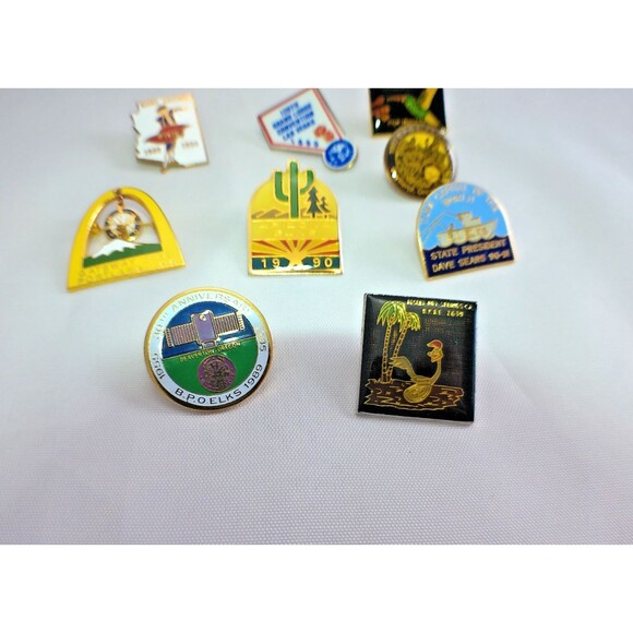 Vintage BPOE Elks Lodge Lapel Hat Vest Pins Pinback West Coast Lot Of 9 Enamel - Picture 2 of 4